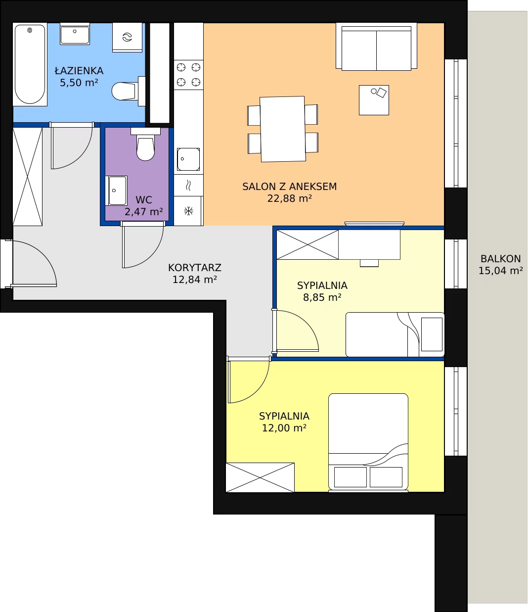Zalety mieszkania 64.54 m², B.05.02.02
