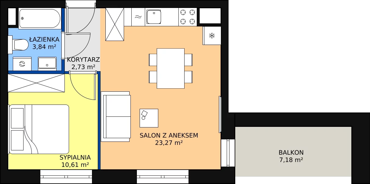 Zalety mieszkania 40.45 m², B.05.02.03