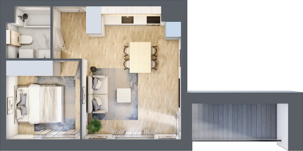 2 pokoje, mieszkanie 40,45 m², piętro 5, oferta nr B.05.02.03, WUWA Vita, Wrocław, Żerniki, Fabryczna, ul. Tadeusza Brzozy
