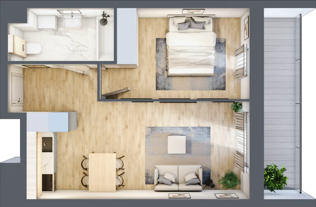 2 pokoje, mieszkanie 35,68 m², piętro 6, oferta nr B.06.01.05, WUWA Vita, Wrocław, Żerniki, Fabryczna, ul. Tadeusza Brzozy