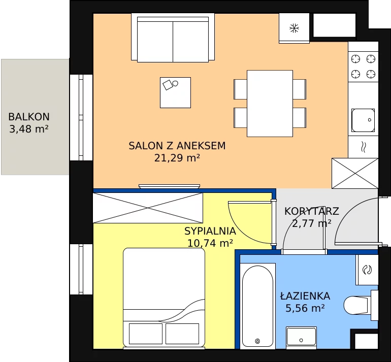 Zalety mieszkania 40.36 m², B.07.01.01