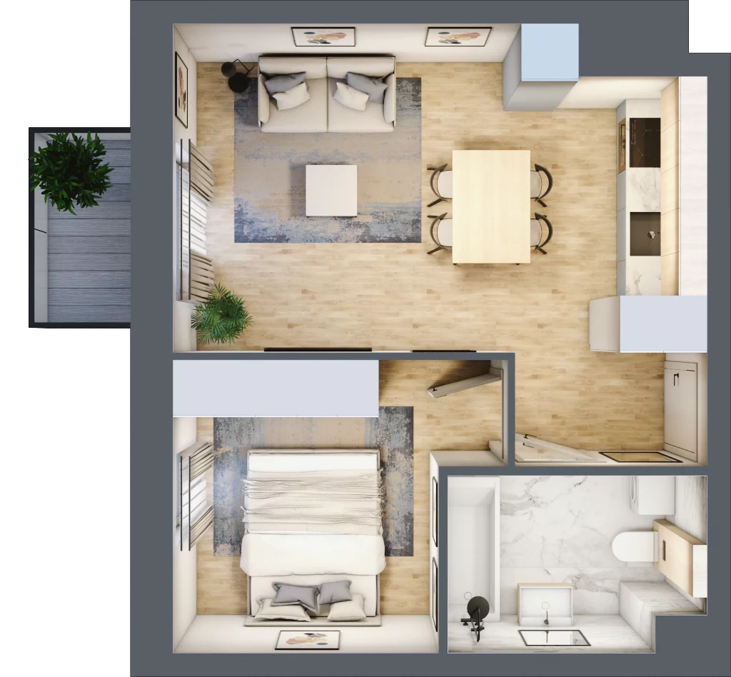 2 pokoje, mieszkanie 40,36 m², piętro 7, oferta nr B.07.01.01, WUWA Vita, Wrocław, Żerniki, Fabryczna, ul. Tadeusza Brzozy