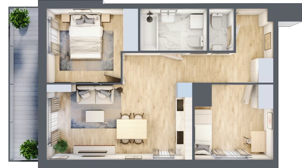 3 pokoje, mieszkanie 54,73 m², piętro 1, oferta nr A/01/012, Unii Lubelskiej Vita, Poznań, Nowe Miasto, Starołęka, ul. Unii Lubelskiej 10