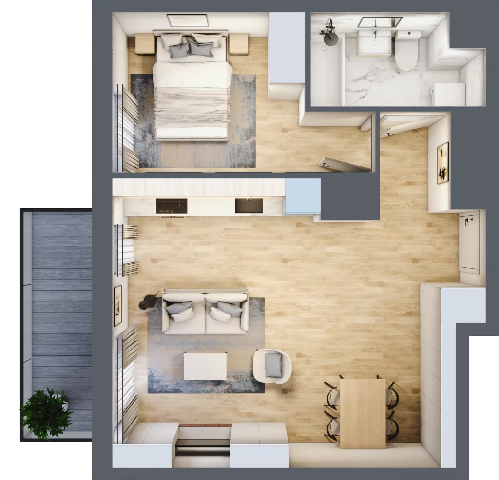 2 pokoje, mieszkanie 44,92 m², piętro 2, oferta nr A/02/027 , Unii Lubelskiej Vita, Poznań, Nowe Miasto, Starołęka, ul. Unii Lubelskiej 10