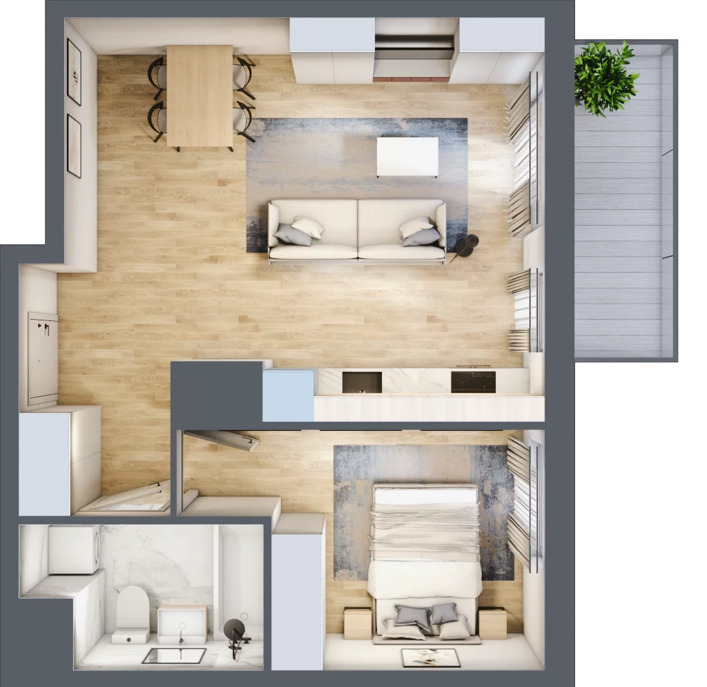 2 pokoje, mieszkanie 43,72 m², piętro 1, oferta nr A/01/007, Unii Lubelskiej Vita, Poznań, Nowe Miasto, Starołęka, ul. Unii Lubelskiej 10