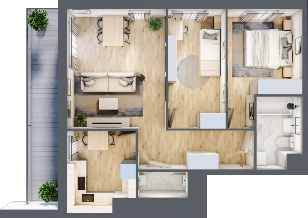3 pokoje, mieszkanie 62,96 m², piętro 2, oferta nr A/02/026 , Unii Lubelskiej Vita, Poznań, Nowe Miasto, Starołęka, ul. Unii Lubelskiej 10