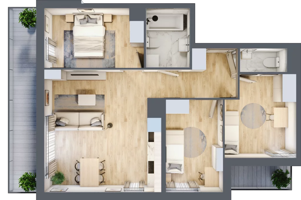 4 pokoje, mieszkanie 69,58 m², piętro 2, oferta nr D/02/215, Unii Lubelskiej Vita, Poznań, Nowe Miasto, Starołęka, ul. Unii Lubelskiej 10