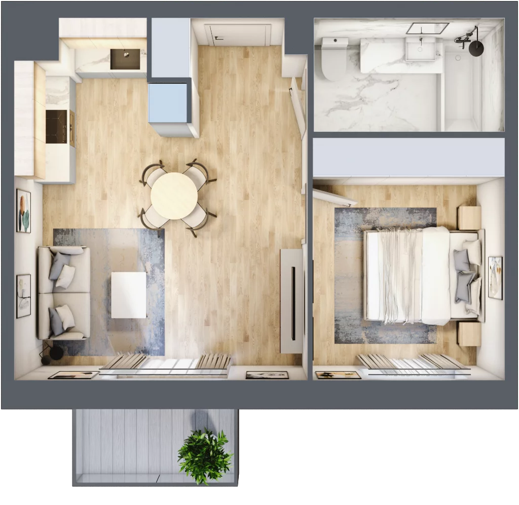 2 pokoje, mieszkanie 40,54 m², piętro 2, oferta nr 1/A/1/12, Oliwska Vita etap II, Warszawa, Targówek, Bródno, ul. Oliwska 11
