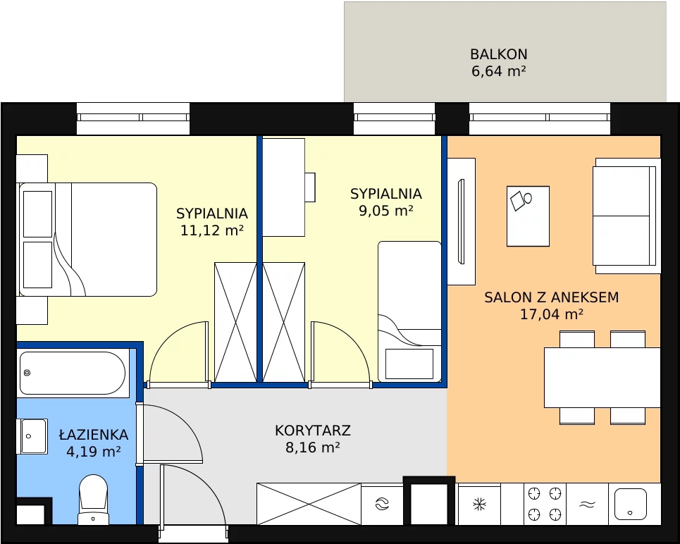 Zalety mieszkania 49.56 m², 1/A/1/15
