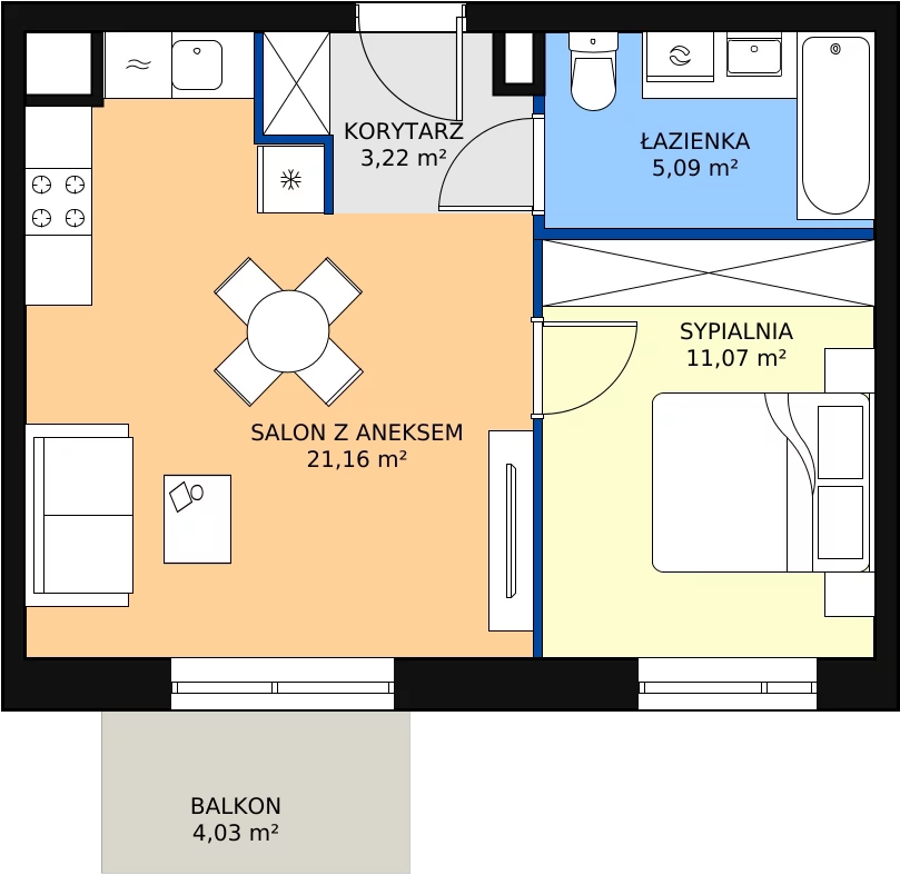 Zalety mieszkania 40.54 m², 1/A/1/23