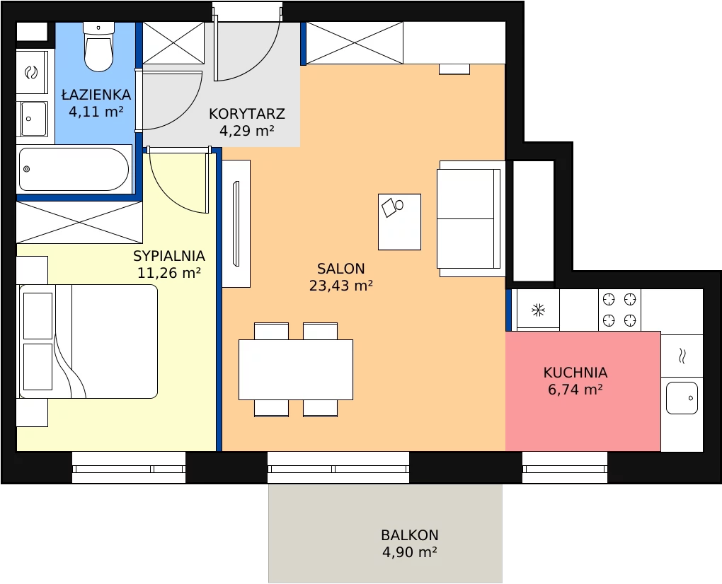Zalety mieszkania 49.83 m², 1/A/2/44