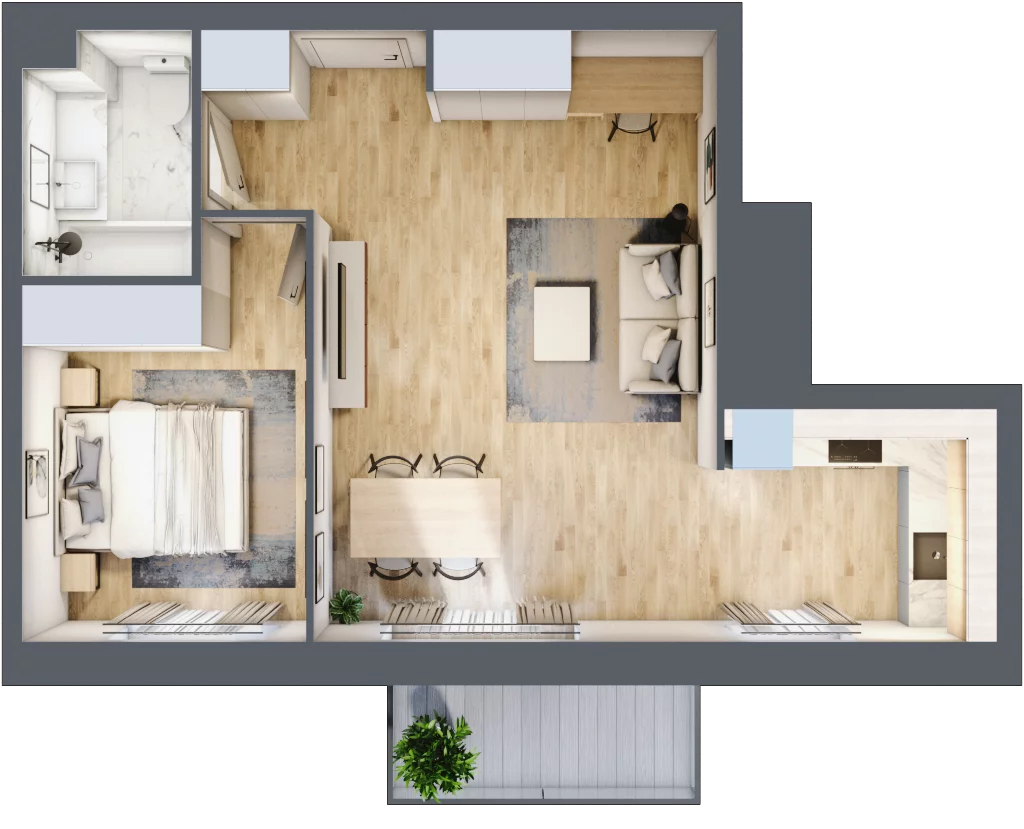 2 pokoje, mieszkanie 49,83 m², piętro 1, oferta nr 1/A/2/44, Oliwska Vita etap II, Warszawa, Targówek, Bródno, ul. Oliwska 11