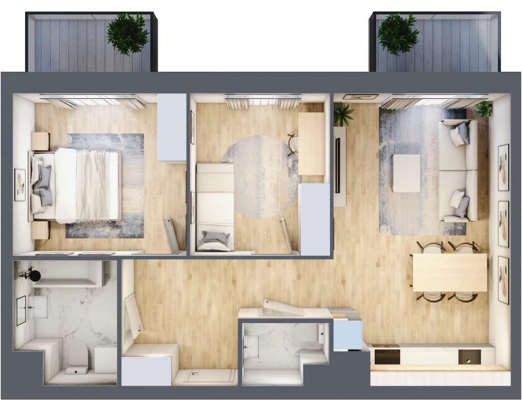 3 pokoje, mieszkanie 59,51 m², piętro 7, oferta nr 1/A/2/89, Oliwska Vita etap II, Warszawa, Targówek, Bródno, ul. Oliwska 11