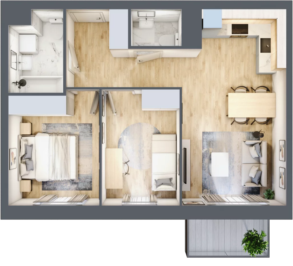 3 pokoje, mieszkanie 52,42 m², piętro 7, oferta nr 1/A/2/94, Oliwska Vita etap II, Warszawa, Targówek, Bródno, ul. Oliwska 11
