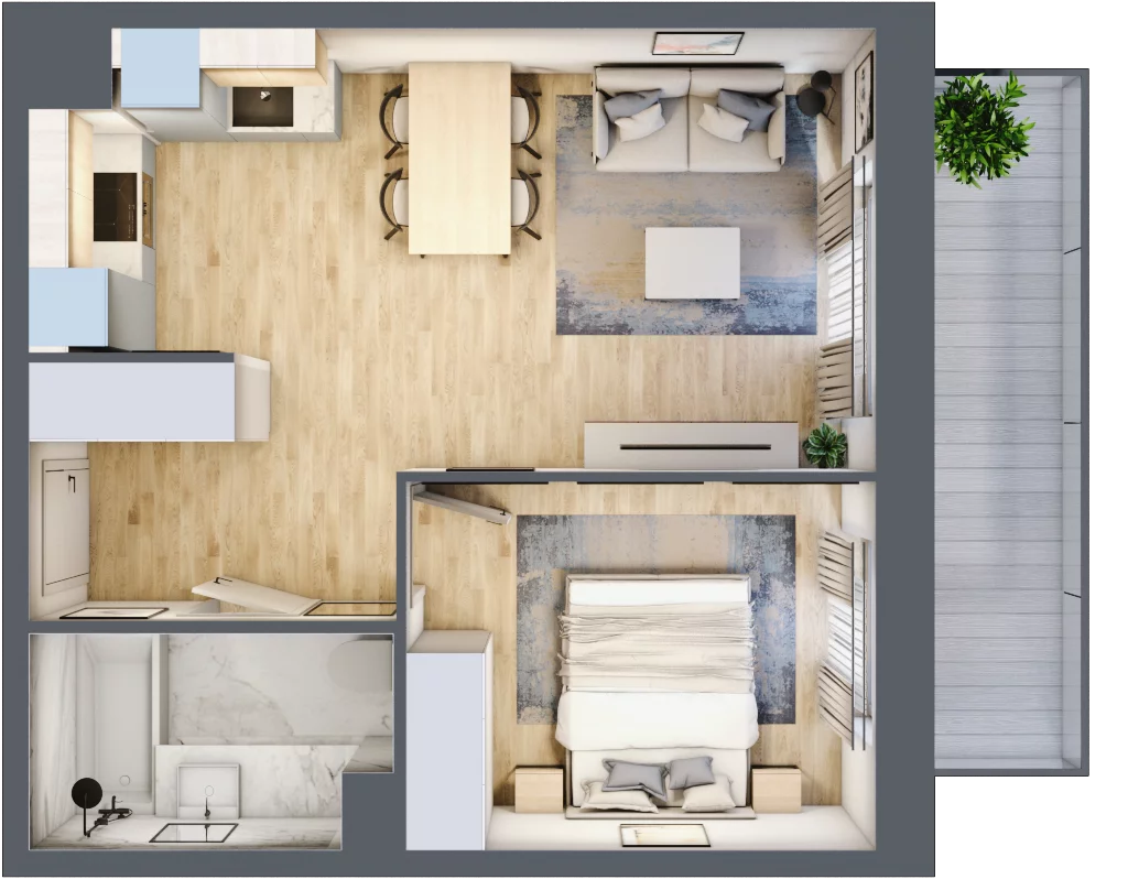 2 pokoje, mieszkanie 39,05 m², piętro 1, oferta nr 2/B/1/06, Oliwska Vita etap II, Warszawa, Targówek, Bródno, ul. Oliwska 11