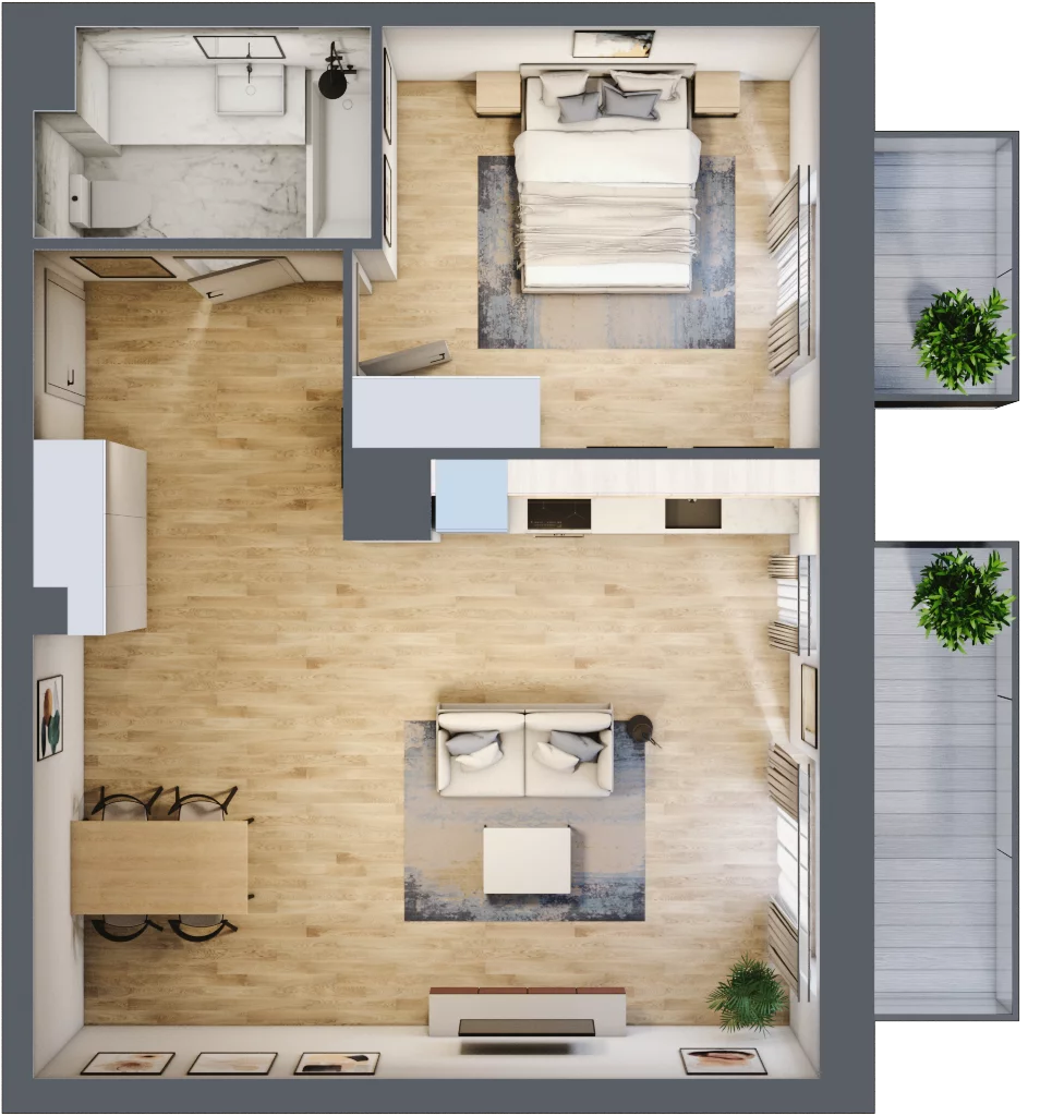 2 pokoje, mieszkanie 54,27 m², piętro 2, oferta nr 2/B/1/11, Oliwska Vita etap II, Warszawa, Targówek, Bródno, ul. Oliwska 11