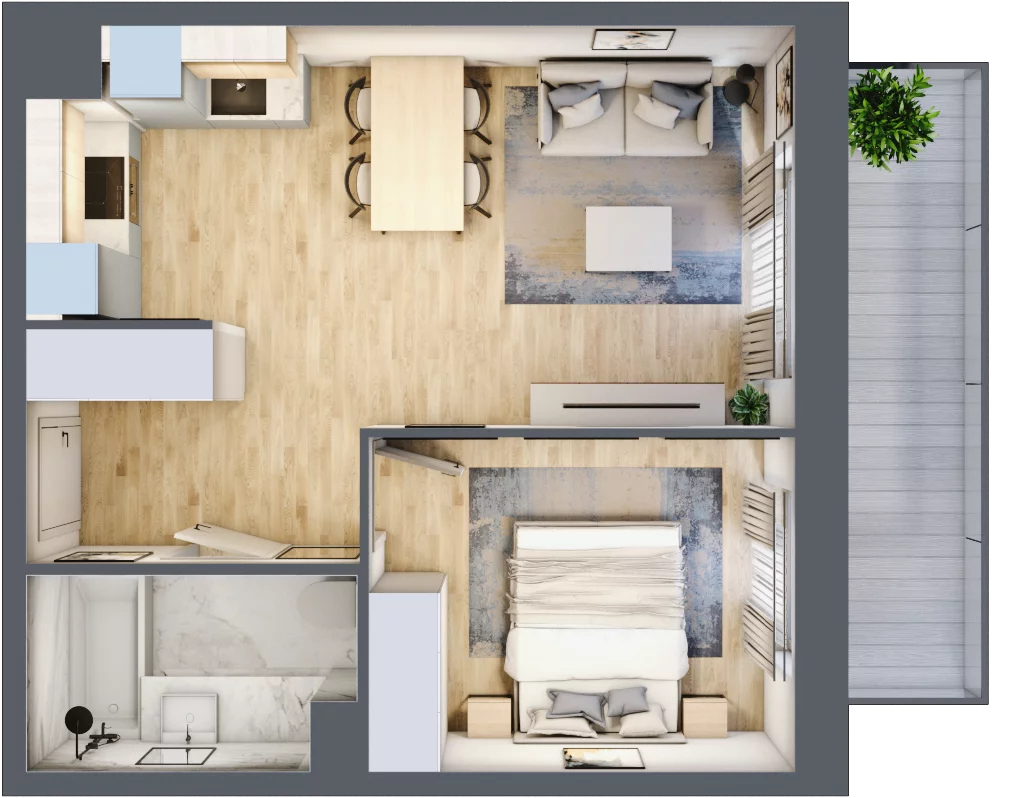 2 pokoje, mieszkanie 39,05 m², piętro 3, oferta nr 2/B/1/14, Oliwska Vita etap II, Warszawa, Targówek, Bródno, ul. Oliwska 11