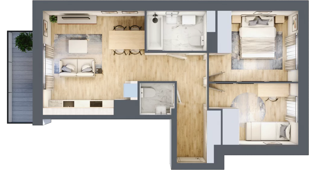 3 pokoje, mieszkanie 55,30 m², piętro 5, oferta nr 2/B/2/40, Oliwska Vita etap II, Warszawa, Targówek, Bródno, ul. Oliwska 11