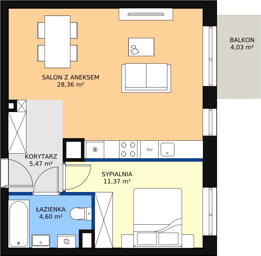 Zalety mieszkania 49.8 m², 3/B/3/53