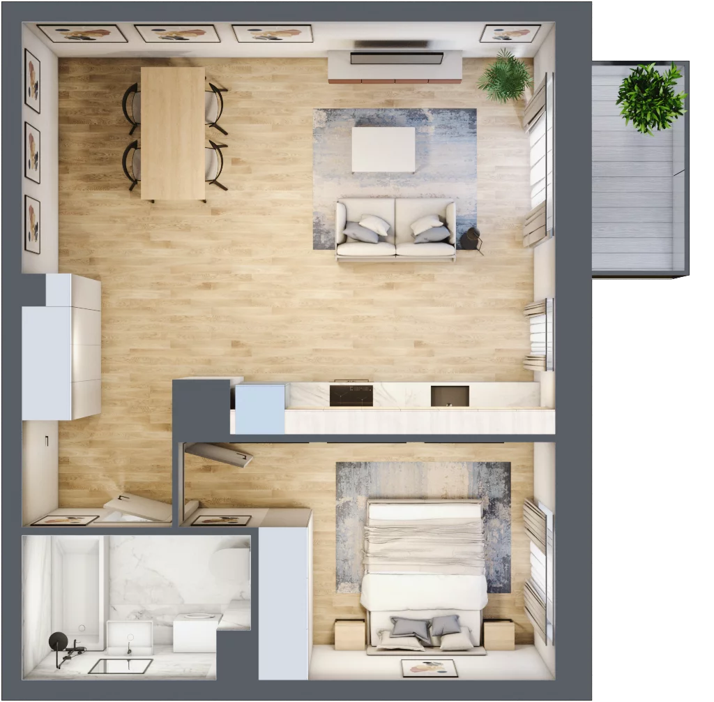 2 pokoje, mieszkanie 49,80 m², piętro 1, oferta nr 3/B/3/53, Oliwska Vita etap II, Warszawa, Targówek, Bródno, ul. Oliwska 11