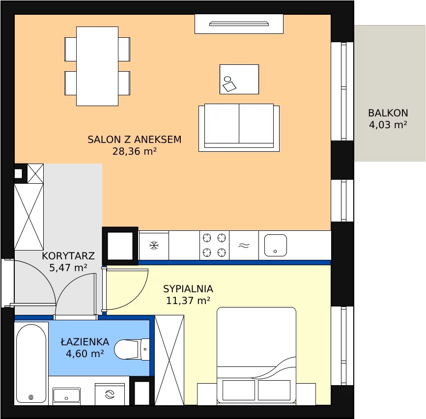 Zalety mieszkania 49.8 m², 3/B/3/56