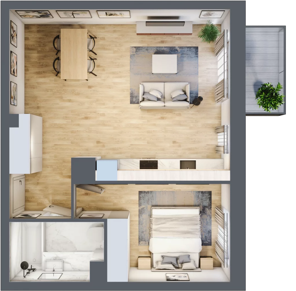 2 pokoje, mieszkanie 49,80 m², piętro 2, oferta nr 3/B/3/56, Oliwska Vita etap II, Warszawa, Targówek, Bródno, ul. Oliwska 11