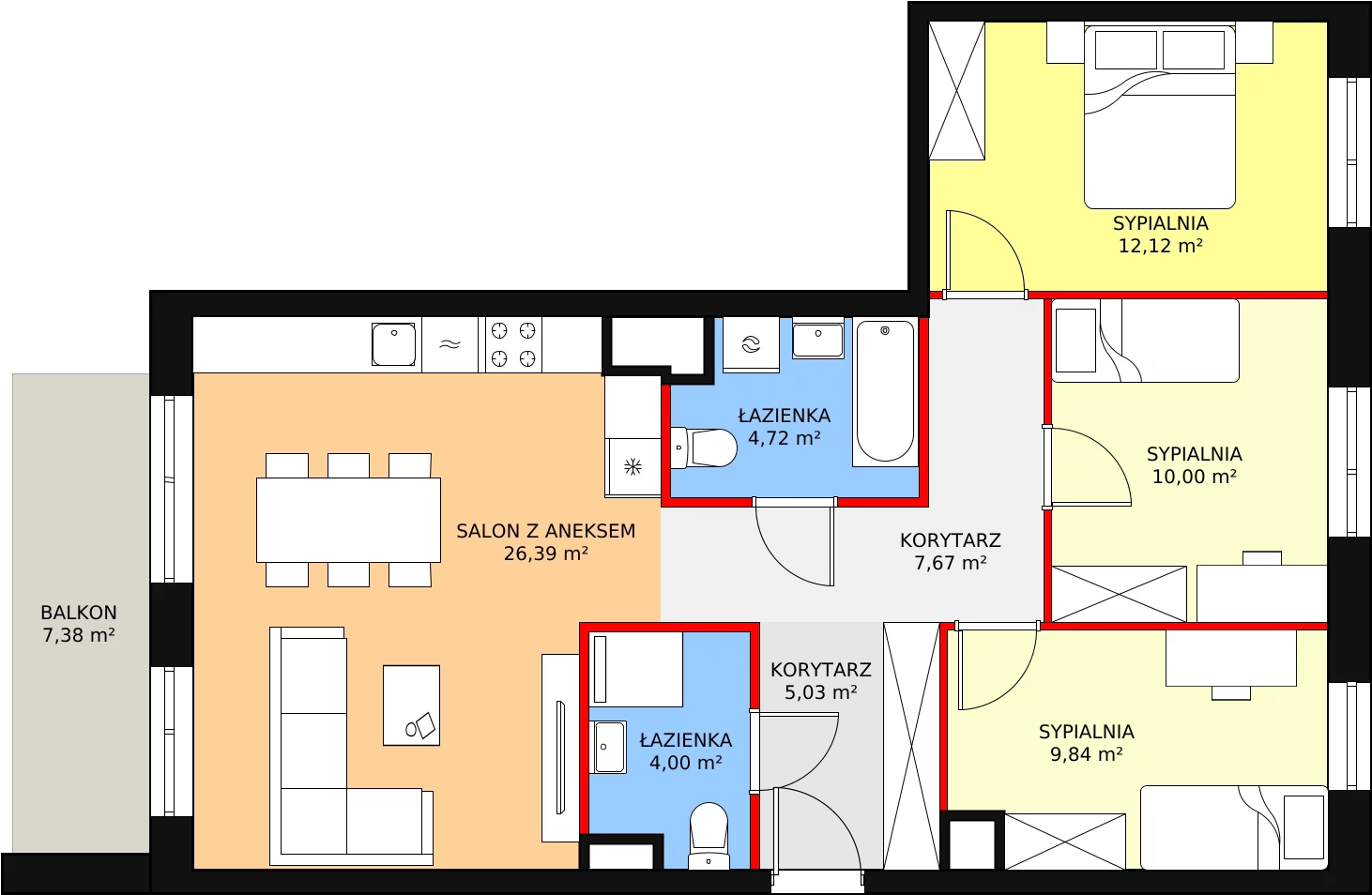 Nowe mieszkanie, 79,77 m², 4 pokoje, 2 piętro, oferta nr 3/B/4/75