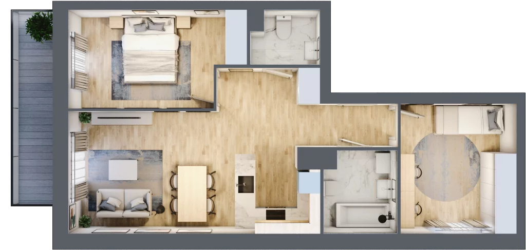 3 pokoje, mieszkanie 61,98 m², piętro 3, oferta nr 3/B/4/78, Oliwska Vita etap II, Warszawa, Targówek, Bródno, ul. Oliwska 11