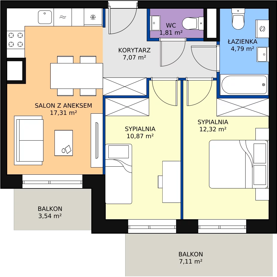Zalety mieszkania 54.17 m², 3/B/4/81