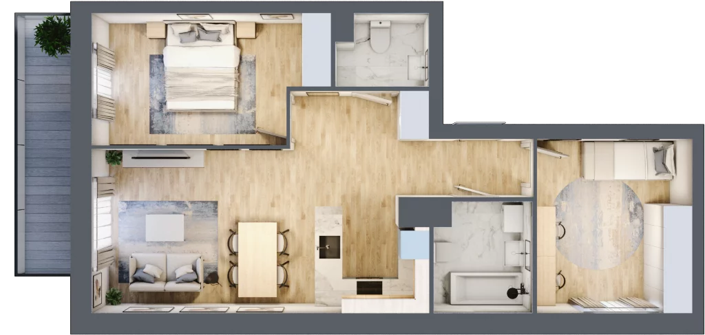 3 pokoje, mieszkanie 61,94 m², piętro 5, oferta nr 3/B/4/86, Oliwska Vita etap II, Warszawa, Targówek, Bródno, ul. Oliwska 11
