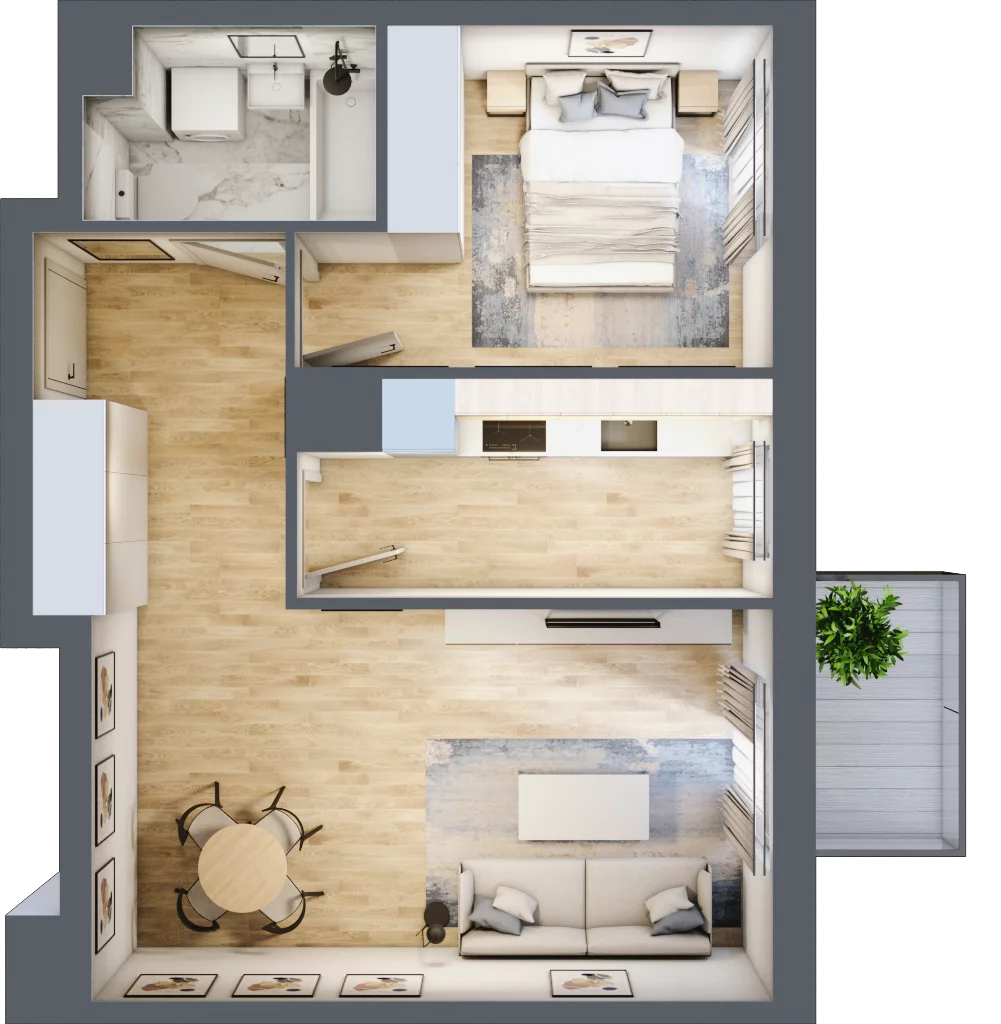 Mieszkanie 45,20 m², piętro 3, oferta nr B2/3/D17, Bemowo Vita etap II, Warszawa, Bemowo, Chrzanów, ul. Szeligowska 59