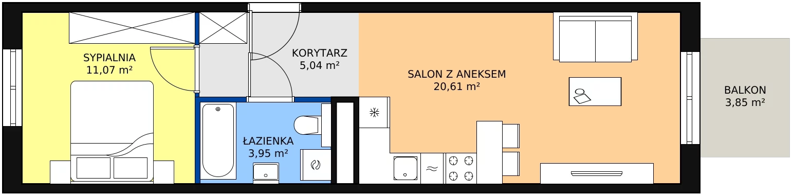Nowe mieszkanie, 40,67 m², 2 pokoje, 2 piętro, oferta nr F.150
