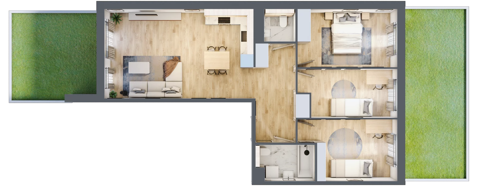4 pokoje, mieszkanie 76,59 m², parter, oferta nr F.001, Centralna Vita etap II, Kraków, Czyżyny, Łęg, ul. Romana Ciesielskiego
