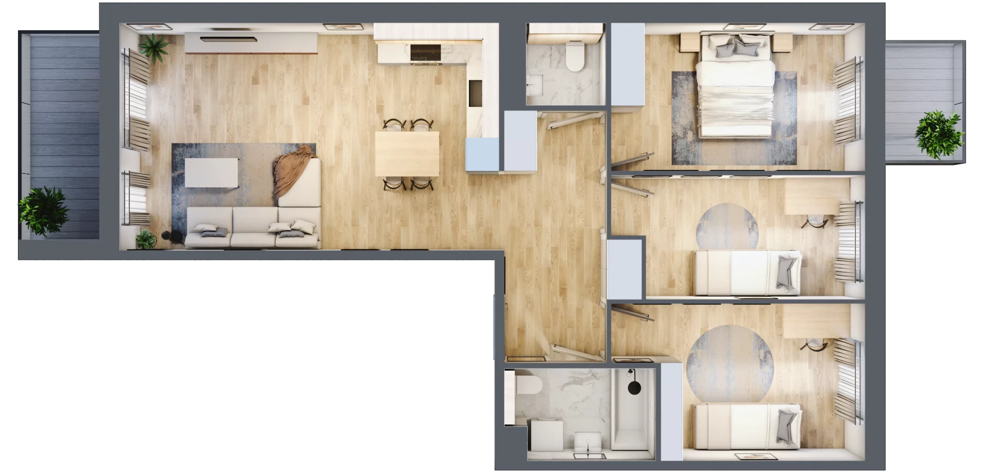 4 pokoje, mieszkanie 76,59 m², piętro 4, oferta nr F.020, Centralna Vita etap II, Kraków, Czyżyny, Łęg, ul. Romana Ciesielskiego