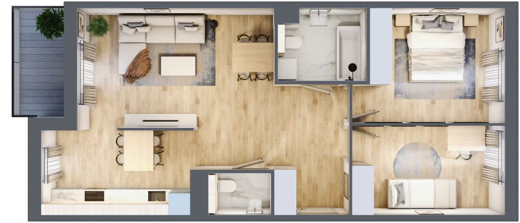 3 pokoje, mieszkanie 66,75 m², piętro 6, oferta nr F.060, Centralna Vita etap II, Kraków, Czyżyny, Łęg, ul. Romana Ciesielskiego