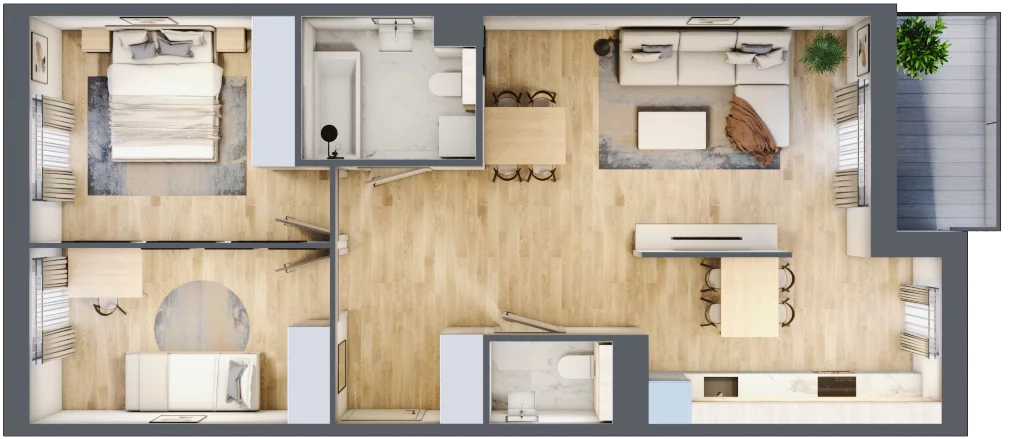 3 pokoje, mieszkanie 66,75 m², piętro 5, oferta nr F.082, Centralna Vita etap II, Kraków, Czyżyny, Łęg, ul. Romana Ciesielskiego