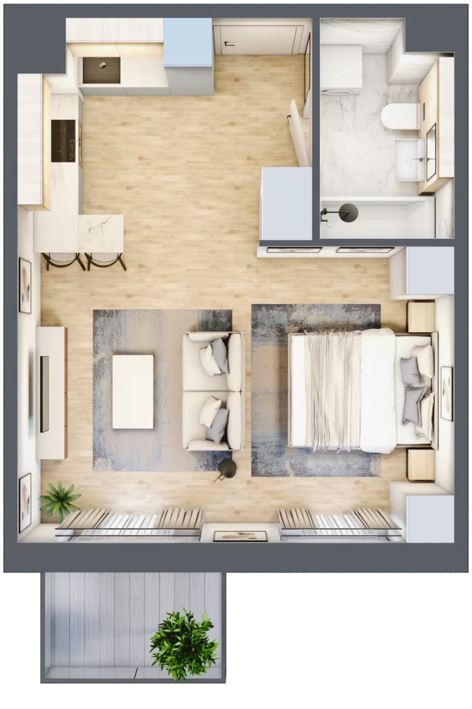1 pokój, mieszkanie 33,84 m², piętro 6, oferta nr F.084, Centralna Vita etap II, Kraków, Czyżyny, Łęg, ul. Romana Ciesielskiego