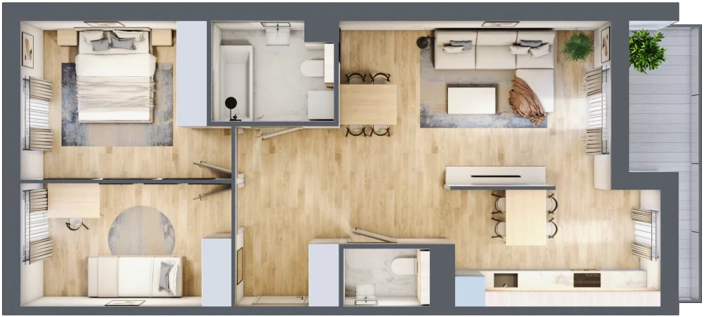 3 pokoje, mieszkanie 66,75 m², piętro 7, oferta nr F.137, Centralna Vita etap II, Kraków, Czyżyny, Łęg, ul. Romana Ciesielskiego