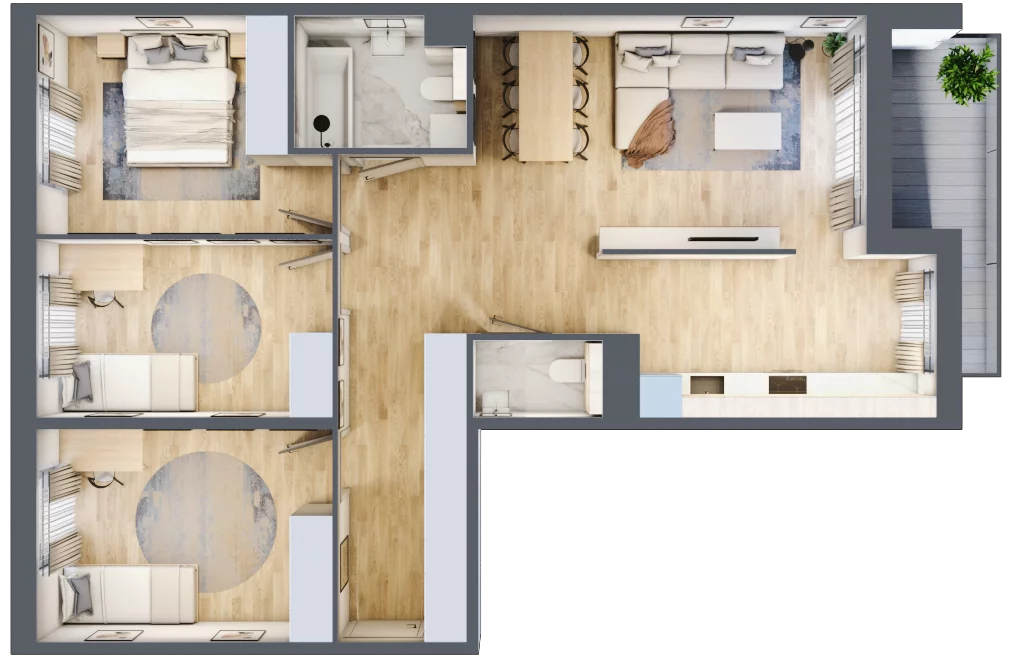 4 pokoje, mieszkanie 85,05 m², piętro 7, oferta nr F.067, Centralna Vita etap II, Kraków, Czyżyny, Łęg, ul. Romana Ciesielskiego