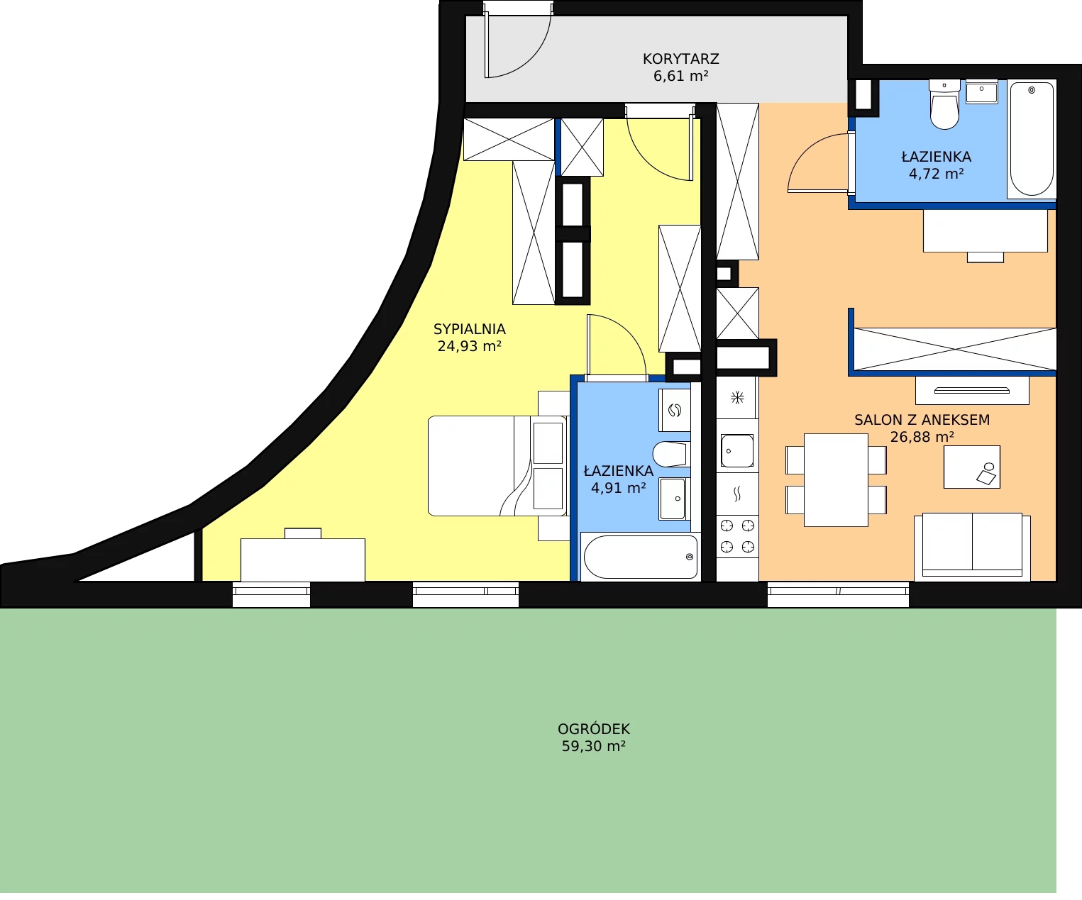 Zalety mieszkania 68.05 m², A01