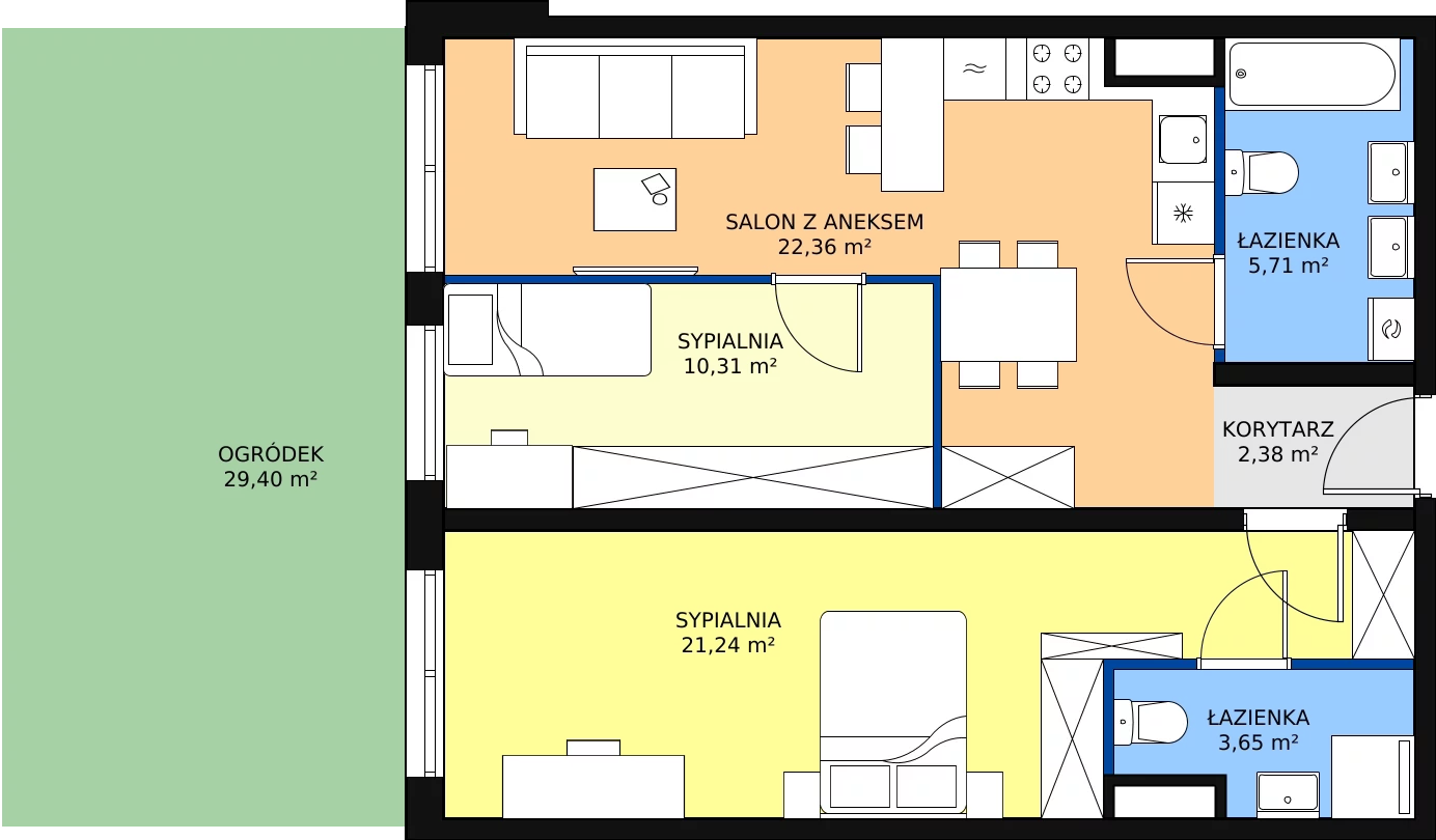 Zalety mieszkania 65.65 m², A06