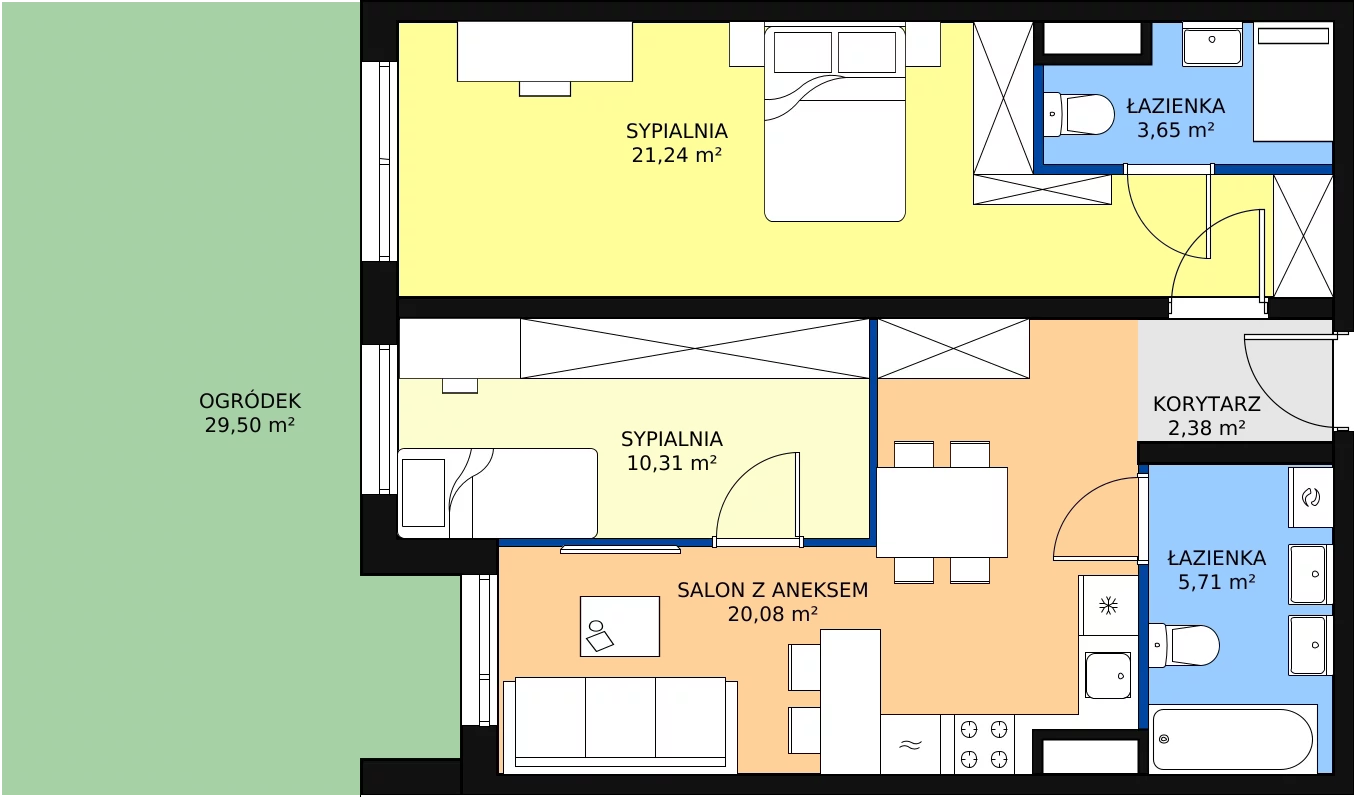 Zalety mieszkania 63.37 m², A07
