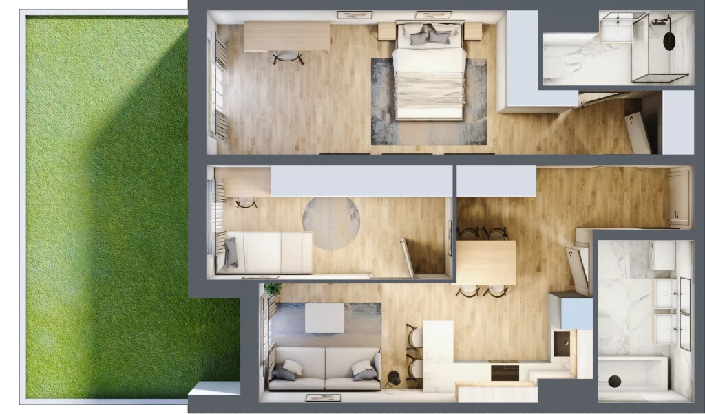 3 pokoje, mieszkanie 63,37 m², parter, oferta nr A07, Traugutta Vita, Wrocław, Przedmieście Oławskie, ul. Generała Romualda Traugutta 103