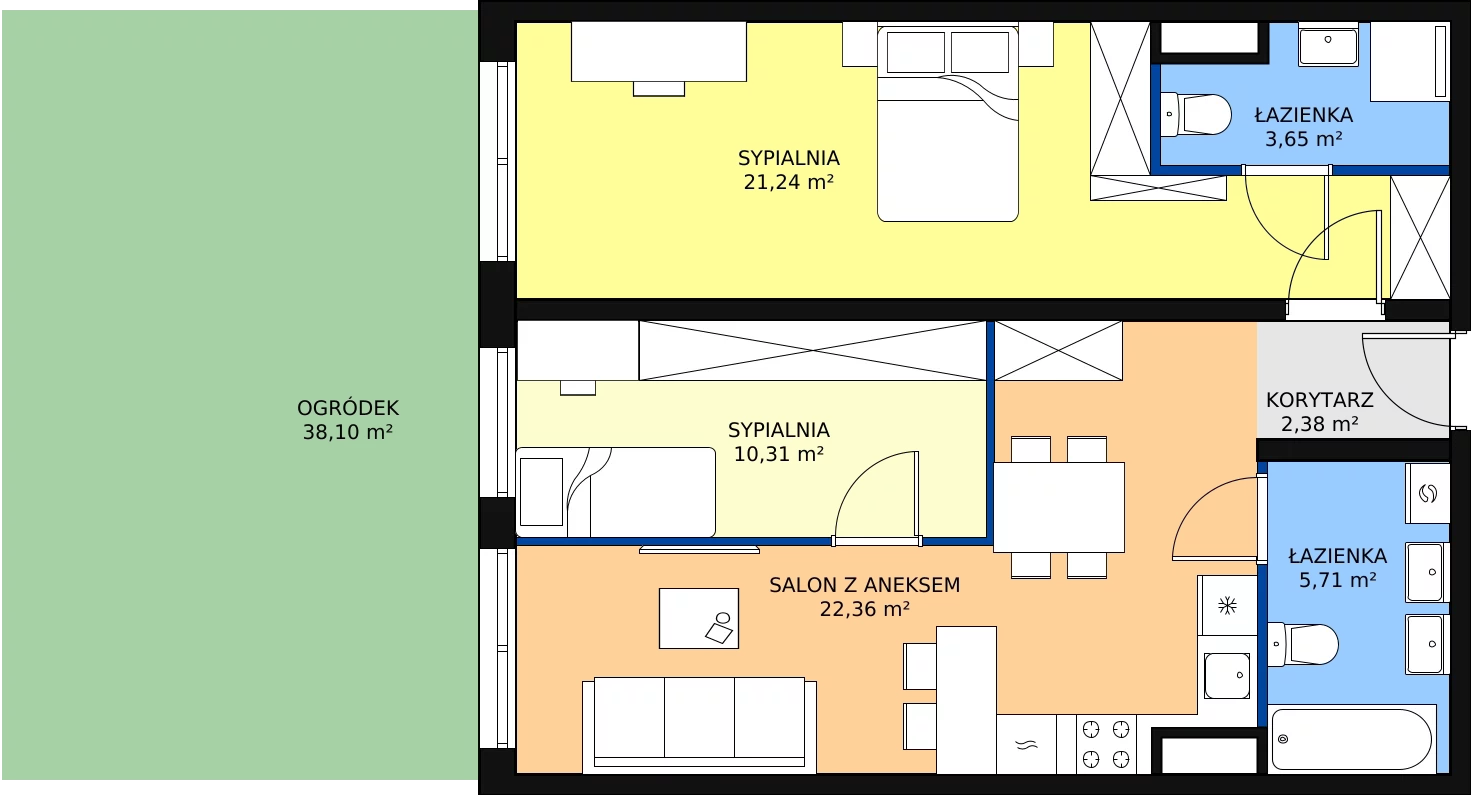 Zalety mieszkania 65.65 m², A08