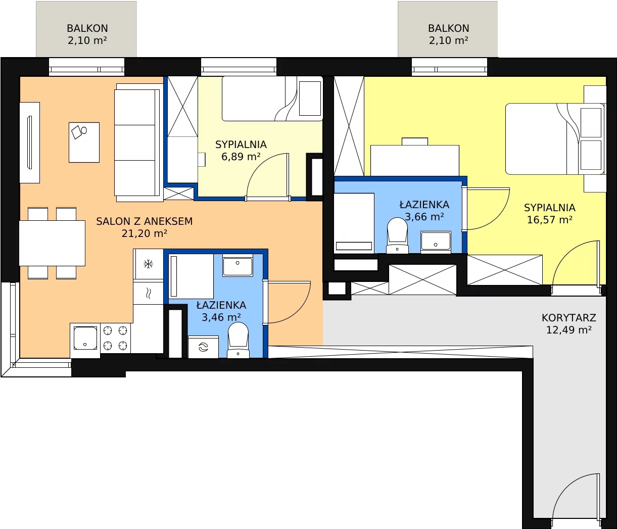 Zalety mieszkania 64.37 m², A13