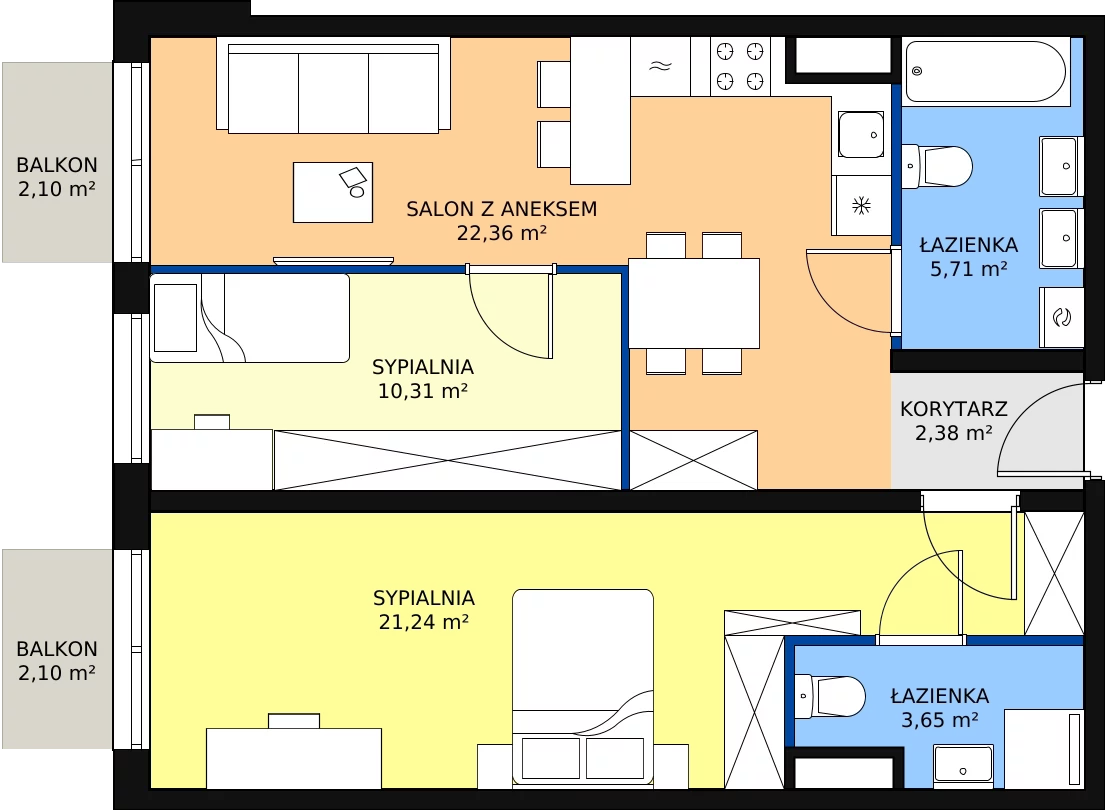 Zalety mieszkania 65.65 m², A28