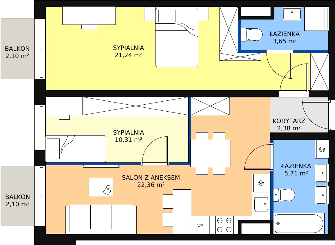 Zalety mieszkania 65.65 m², A29