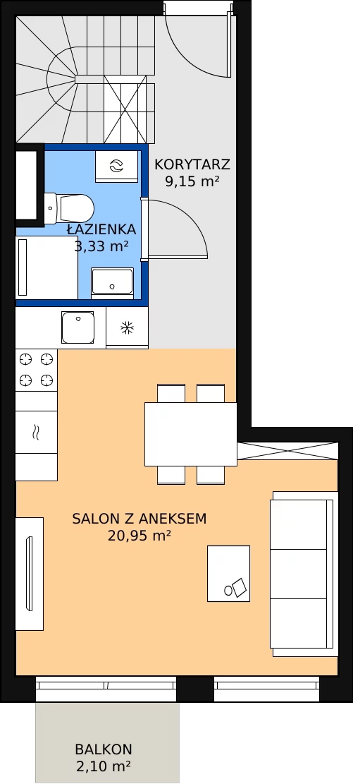 Zalety mieszkania 48.26 m², A43