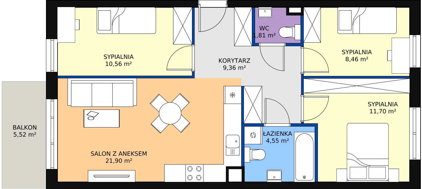 Zalety mieszkania 68.34 m², C1/C/13