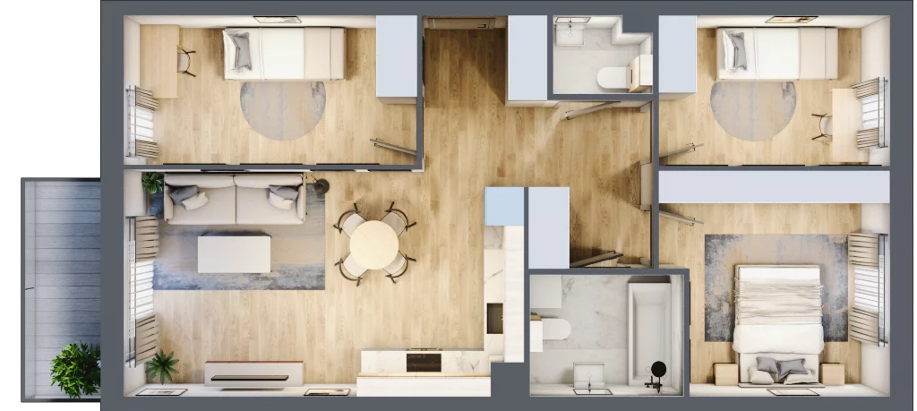 4 pokoje, mieszkanie 68,34 m², piętro 1, oferta nr C1/C/13, Orawska Vita II, Wrocław, Ołtaszyn, Krzyki, ul. Orawska 73